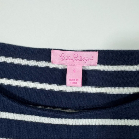 Lilly Pulitzer Elba Sweater Coastal She’ll Stripe Blue White - Picture 4 of 7